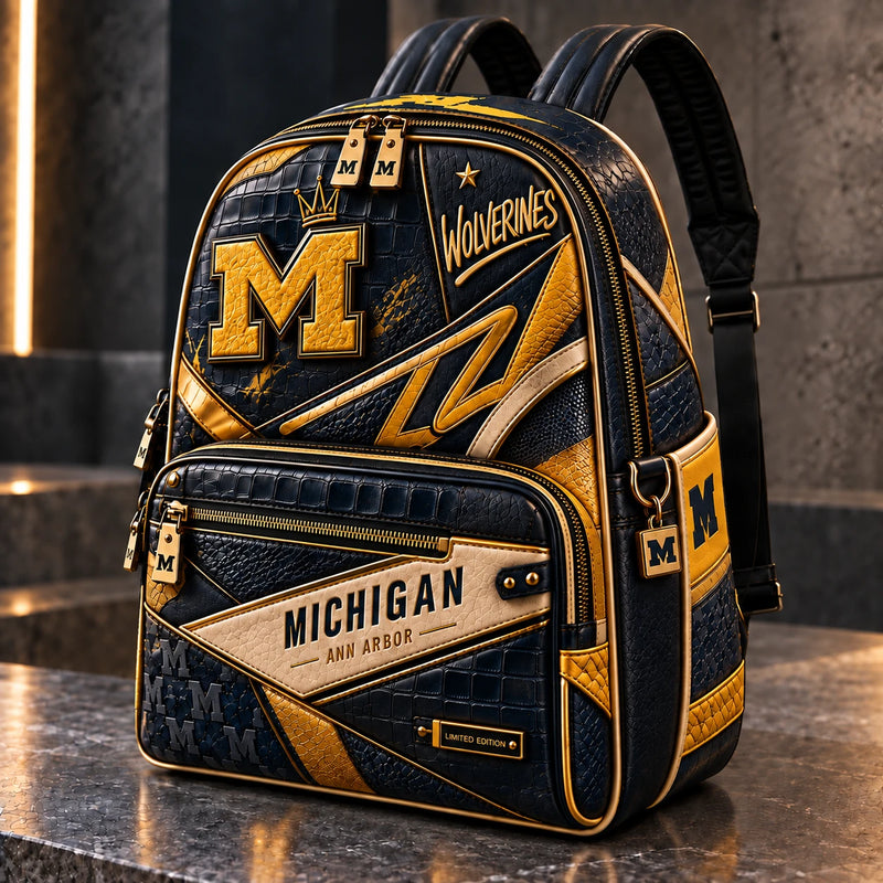 MICH Varsity Crest - Navy and Maize Panelled Backpack - main