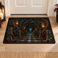 Lantern Passage - Gothic Archway Doormat in Deep Crimson - main