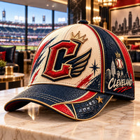 CLE - Winged Letterform in Navy, Cream and Crimson - main