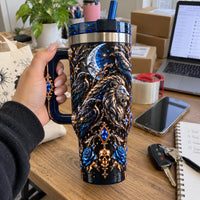 Moonlit Regalia - Gothic Lion and Raven Tumbler - main