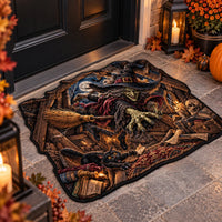 Attic Breach - Green Witch and Black Cat Doormat - main
