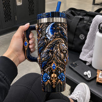 Moonlit Regalia - Gothic Lion and Raven Tumbler - main