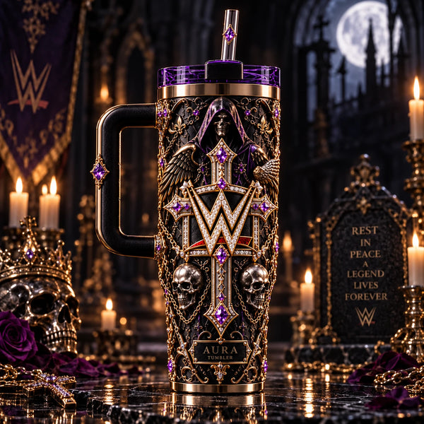 Obsidian Requiem - WWE Crest, Gothic Gold and Amethyst Tumbler - main