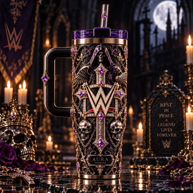 Obsidian Requiem - WWE Crest, Gothic Gold and Amethyst Tumbler - main