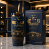 MICH and The Big House - Navy and Gold Stadium Tumbler - main