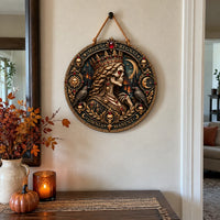 Mors Regnat - The Crowned Skull Queen Round Wood Sign - main