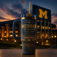 MICH and The Big House - Navy and Gold Stadium Tumbler - main