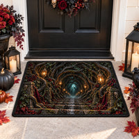 Lantern Passage - Gothic Archway Doormat in Deep Crimson - main