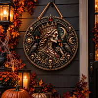 Mors Regnat - The Crowned Skull Queen Round Wood Sign - main