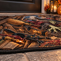 Attic Breach - Green Witch and Black Cat Doormat - main