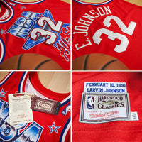 Magic Johnson NBA All-Star West 1991 x Mitchell & Ness Scarlett Authentic Jersey – view 4
