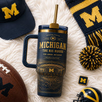 MICH and The Big House - Navy and Gold Stadium Tumbler - main