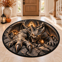 Stone Awakened - Gargoyle Lunge Round Rug - main