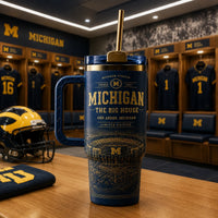 MICH and The Big House - Navy and Gold Stadium Tumbler - main