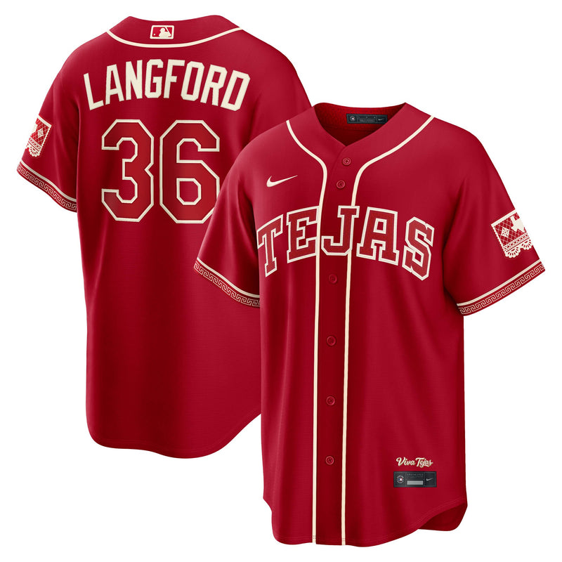 Texas Rangers Wyatt Langford Red jersey – view 1