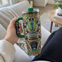 SEA - Rave Green Crest and Lumen Field in Gold Filigree - main