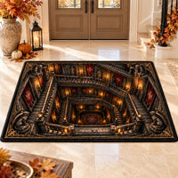 Down the Gargoyle Stairs - Gothic Depth Illusion Rug - main