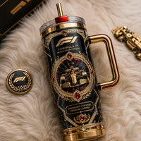 F1 Gilded Crest - Obsidian and Gold Ornamental Tumbler - main