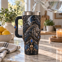 Moonlit Regalia - Gothic Lion and Raven Tumbler - main