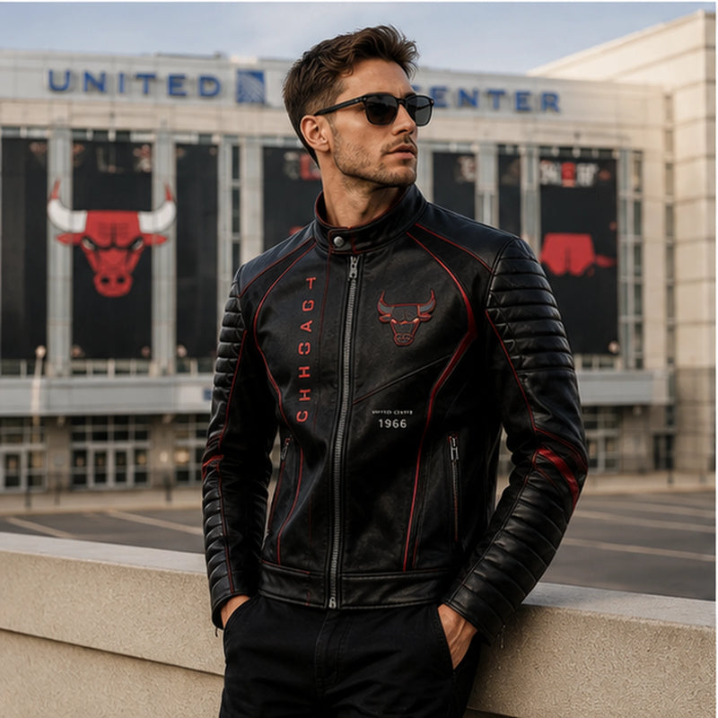 CHI Bull Mark - Red-Lined Panel Moto Jacket - main