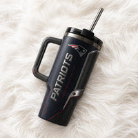NE Carbon Navy - Vertical Crest Tumbler in Chrome and Red - main