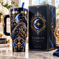 Moonlit Regalia - Gothic Lion and Raven Tumbler - main